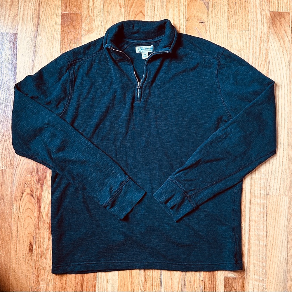J. Crew Mens Medium Cotton Knit 1/4” Zip Long Sleeve Sweatshirt Heathered Black